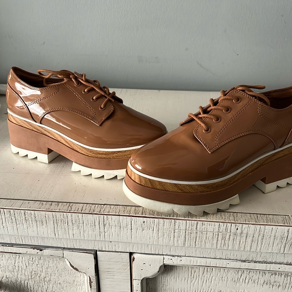 Tan Platform Loafers